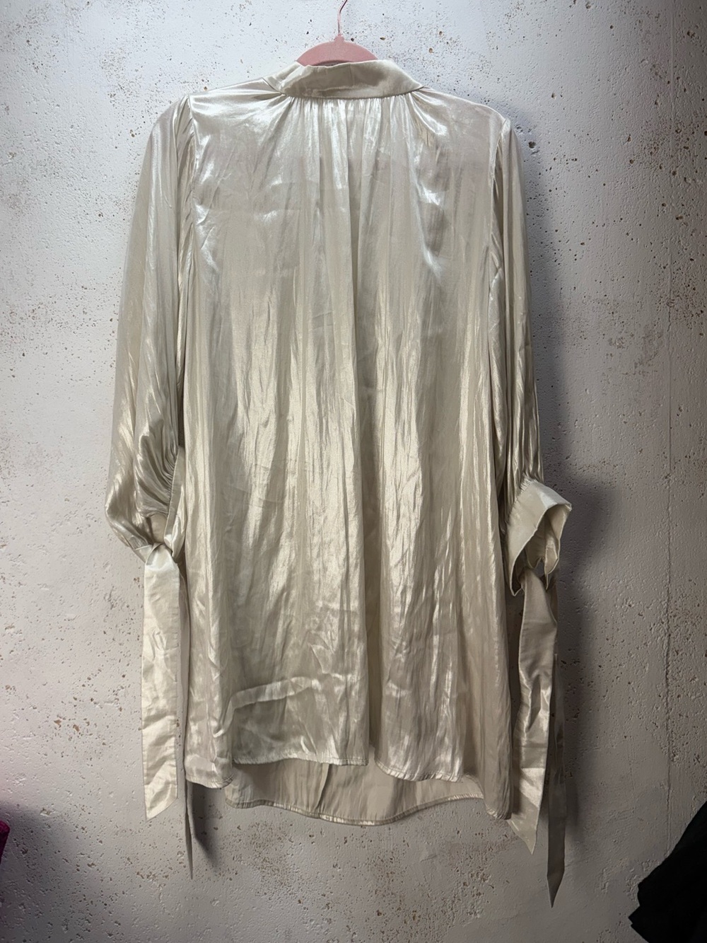 R. G. Kane Lagenlook Relaxed Fit Tie Back Tunic Dress NEW Size Small Cream Flowy - Picture 8 of 12